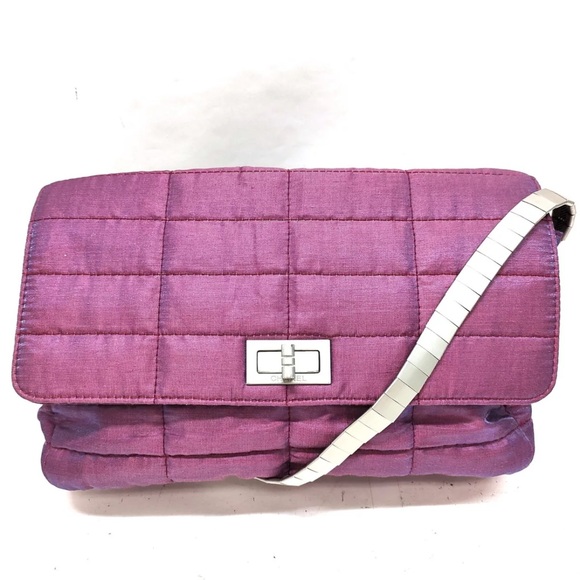 Auth Chanel Purple Iridescent Quilted Mademoiselle Flap Shoulder Bag - Picture 1 of 10